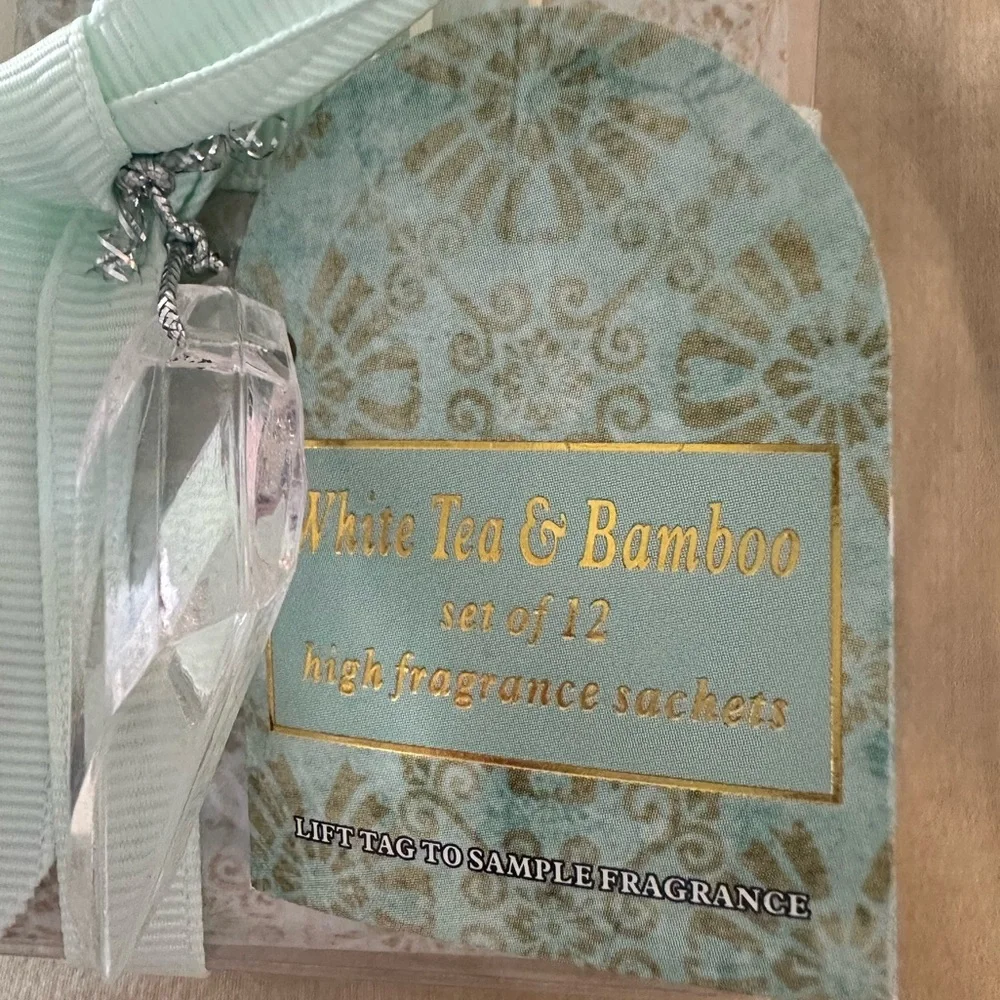 White Tea & Bamboo Set of 12 High Fragrance Drawer / Closet / Suitcase Sachets.